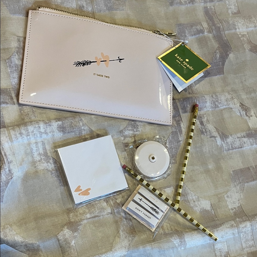 NWTs Kate Spade Pink Pouch with Accessories